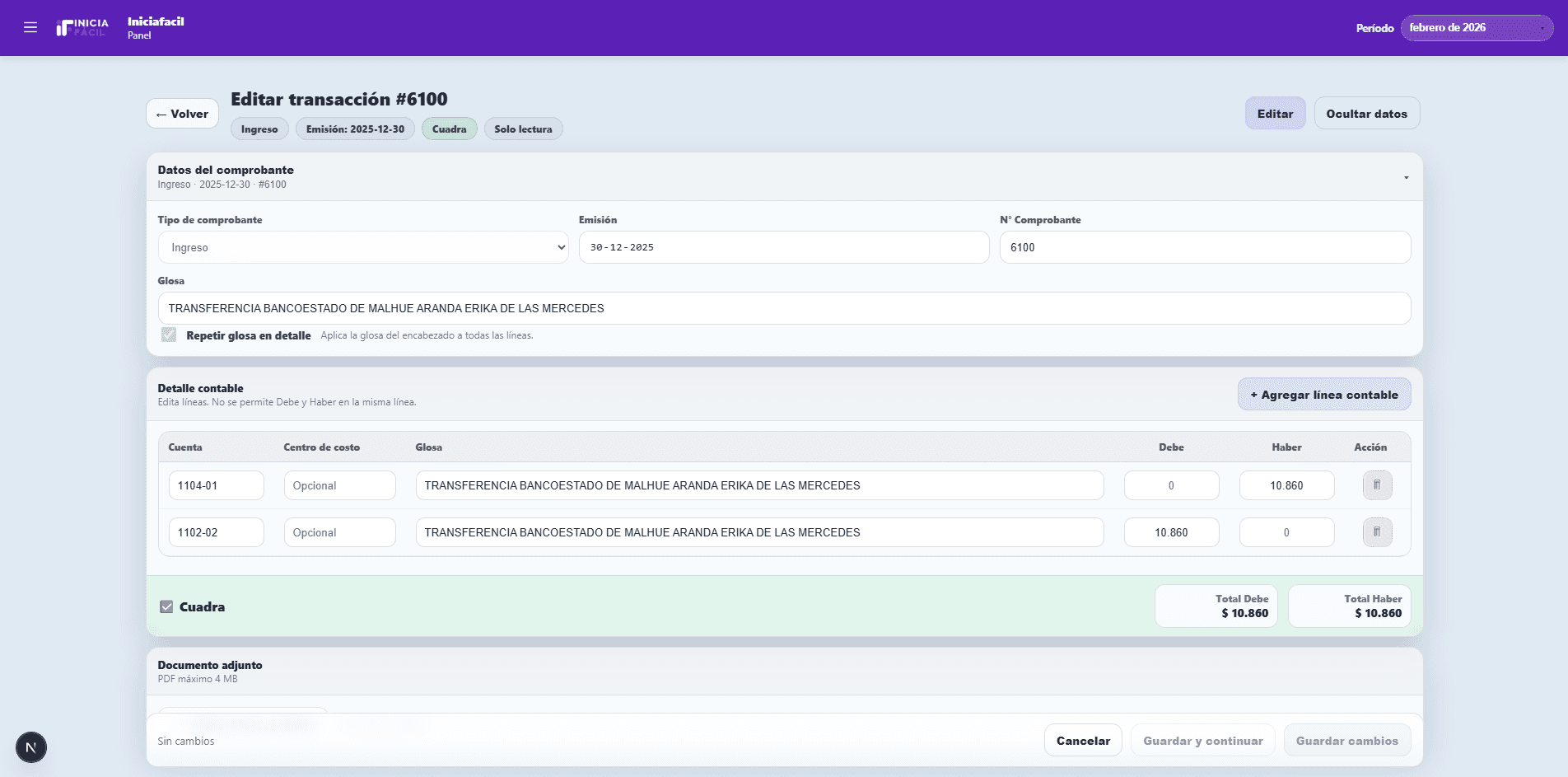 Edición de movimientos